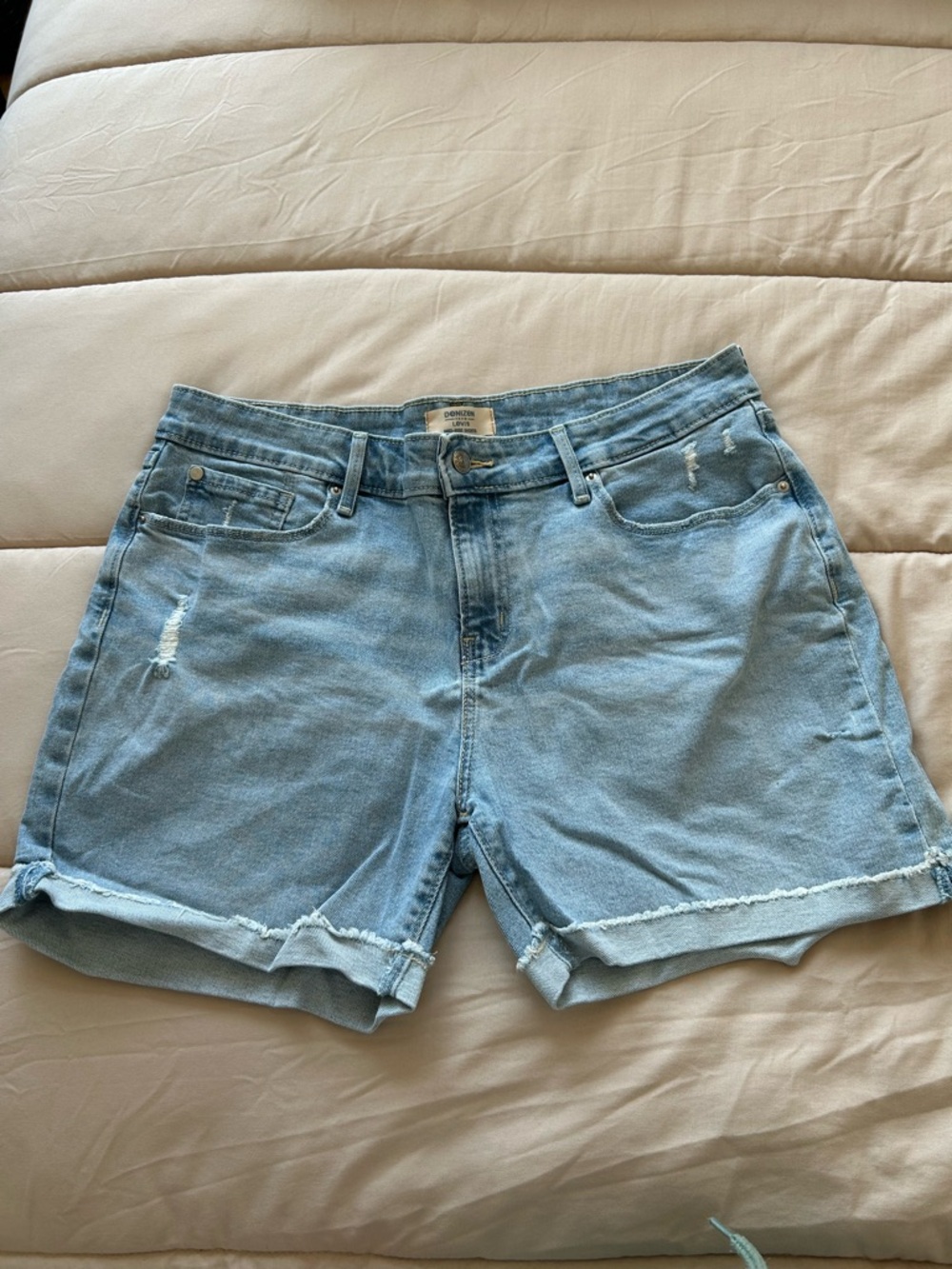 Denizen from Levi's Light Blue Distressed Denim Shorts